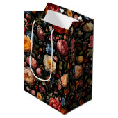 Bloemen Botanische Moody Zwart Nederlandse Fine Ar Medium Cadeauzakje (Voorkant Gekanteld)