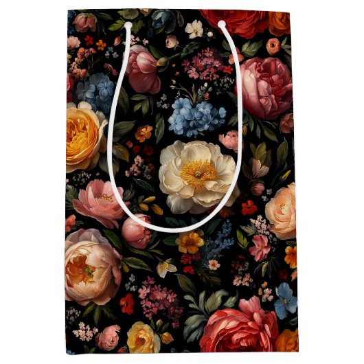 Bloemen Botanische Moody Zwart Nederlandse Fine Ar Medium Cadeauzakje