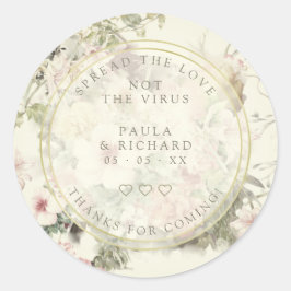 Bloemen Botanische Pandemische Bruiloft Gel Hand Ronde Sticker