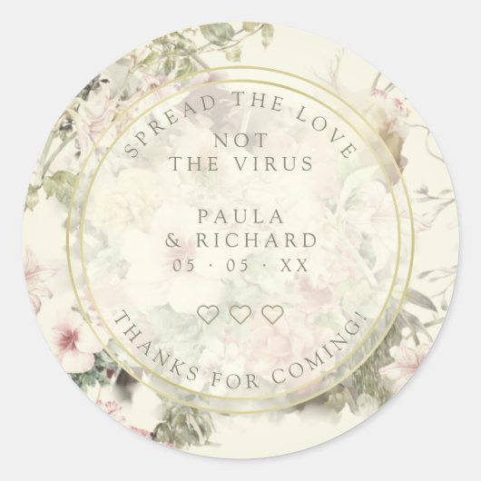  Bloemen Botanische Pandemische Bruiloft Gel Hand Ronde Sticker (Voorkant)