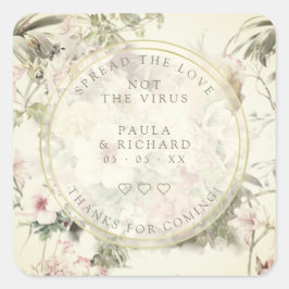 Bloemen Botanische Pandemische Bruiloft Gel Hand Vierkante Sticker