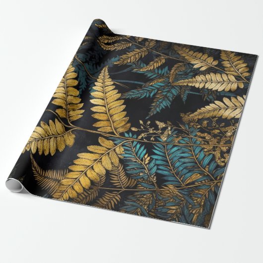 Bloemen botanische patroon varens #natuur cadeaupapier (Uitgerold)
