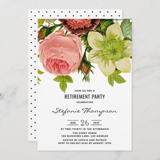  Bloemen Botanische Pensioen Partij Kaart (Voorkant / Achterkant)