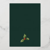 Bloemen Botanische Rode Bessen Kerstmis Zilver Folie Uitnodiging (Achterkant)