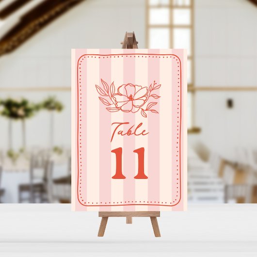 Bloemen Botanische Roze Streep Bruiloft Kaart