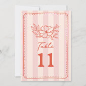 Bloemen Botanische Roze Streep Bruiloft Kaart (Voorkant)