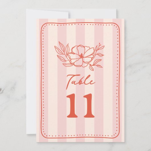 Bloemen Botanische Roze Streep Bruiloft Kaart (Achterkant)