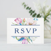Bloemen Botanische RSVP Kaartje (Staand voorkant)