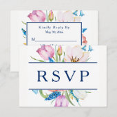 Bloemen Botanische RSVP Kaartje (Voorkant / Achterkant)