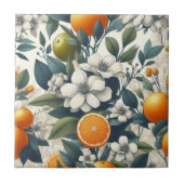 Bloemen botanische sinaasappels tegeltje (Voorkant)