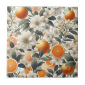 Bloemen botanische sinaasappels tegeltje (Voorkant)