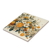 Bloemen botanische sinaasappels tegeltje (Zijkant)