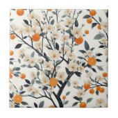 Bloemen botanische sinaasappels tegeltje (Voorkant)