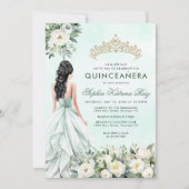 Bloemen Botanische Smaragd Goud Prinses Quinceañer Kaart (Voorkant)