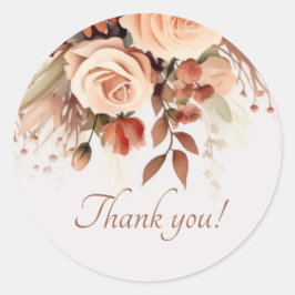 Bloemen Botanische Terracotta Bruiloft Dank u Ronde Sticker