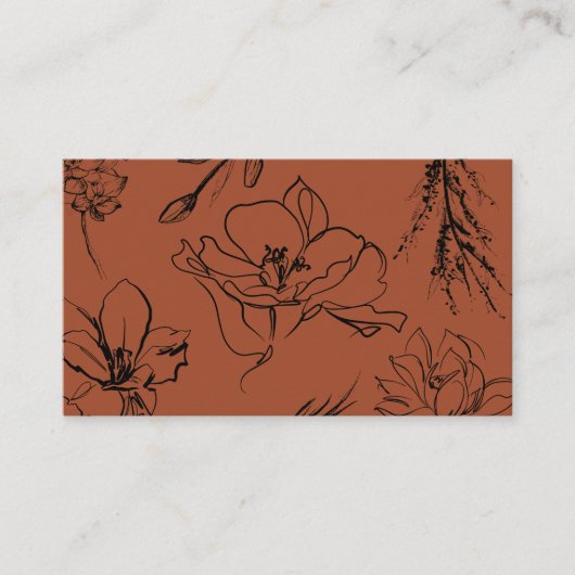 Bloemen botanische terracotta zwarte ketels visitekaartje (Voorkant)