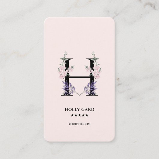 Bloemen Botanist Wildflower Monogram Roze Elegant Visitekaartje (Voorkant)