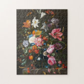 Bloemen bouquet glass vase middeleeuws schilderij legpuzzel (Verticaal)