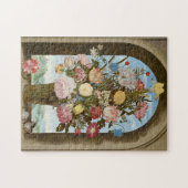 Bloemen bouquet vase door raammiddeleeuws schilder legpuzzel (Horizontaal)