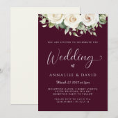 Bloemen Bourgogne bruiloft uitnodiging (Voorkant / Achterkant)