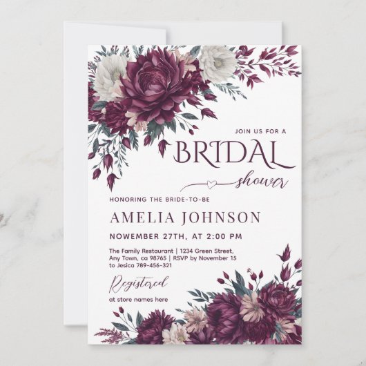 Bloemen Bourgogne Cream Love in Bloom Vrijgezellen Kaart (Voorkant)