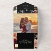 Bloemen Bourgogne en zwart gotische bruiloft All In One Uitnodiging (Buitenkant)