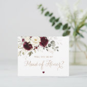 Bloemen Bourgogne Goud Groen Maid van Eer Kaart (Staand voorkant)