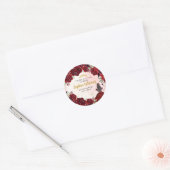 Bloemen Bourgogne Goud Quinceanera Verjaardagsguns Ronde Sticker (Envelop)