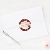 Bloemen Bourgogne Goud Quinceanera Verjaardagsguns Ronde Sticker (Envelop)