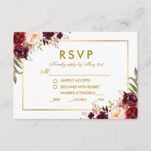 Bloemen Bourgogne Gouden Trouwmaaltijd RSVP G Kaartje