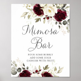 Bloemen Bourgogne groen bruiloft Mimosa Bar teken Poster