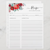 Bloemen Bourgogne Holly Leaf Vakantie Keuken Recep (Voorkant / Achterkant)