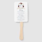 Bloemen Bourgogne Marine Blauw groen Elegant Crest Handwaaier (Voorkant)