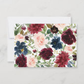 Bloemen Bourgogne Marine Blush Crest Elegant RSVP Kaart (Achterkant)