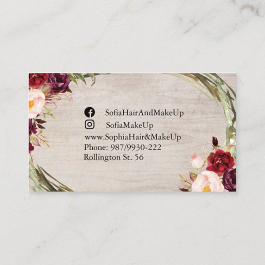 Bloemen Bourgogne Peony Blush Rustic Visitekaartje (Achterkant)