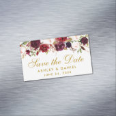 Bloemen Bourgogne Save The Date Gold Mini Magnet Magnetisch Visitekaartje (Voorbeeld)