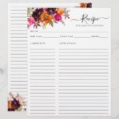 Bloemen Bourgogne Terracotta Paarse keuken Recept (Voorkant / Achterkant)