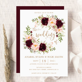 Bloemen Bourgondië Blush Elegante Typografie Bruil Kaart