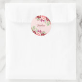 Bloemen Bourgondië Blush Monogram Ronde Sticker (Tas)