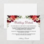 Bloemen Bourgondië Boho bruiloft details invoegen  Briefkaart (Voorkant / Achterkant)