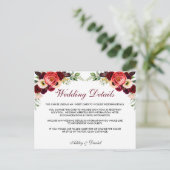 Bloemen Bourgondië Boho bruiloft details invoegen  Briefkaart (Staand voorkant)