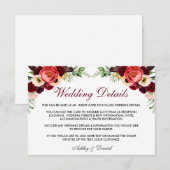 Bloemen Bourgondië Boho bruiloft details invoegen  Informatiekaartje (Voorkant / Achterkant)