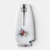 Bloemen Bourgondië Elegant Script bruiloft gunst Flesjeskoeler (Achterkant)