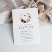 Bloemen Bourgondië en blush doop uitnodiging