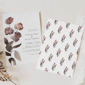 Bloemen Bourgondië en Blush Folie bruiloft uitnodi Uitnodiging