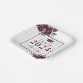 Bloemen Bourgondië en crème Afstuderen klasse van Papieren Bordje (Gebogen)