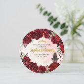 Bloemen Bourgondië Goud Quinceanera Verjaardag Dan Kaart (Staand voorkant)