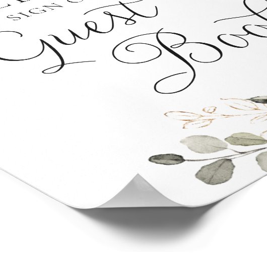 Bloemen Bourgondië groen bruiloft gast boek teken Poster (Hoek)