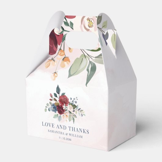 Bloemen Bourgondië groen moderne bruiloft Bedankdoosjes (Voorkant Zijde)