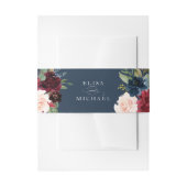 Bloemen Bourgondië Navy Blush Elegant Uitnodigingen Wikkel (Voorkant Voorbeeld)